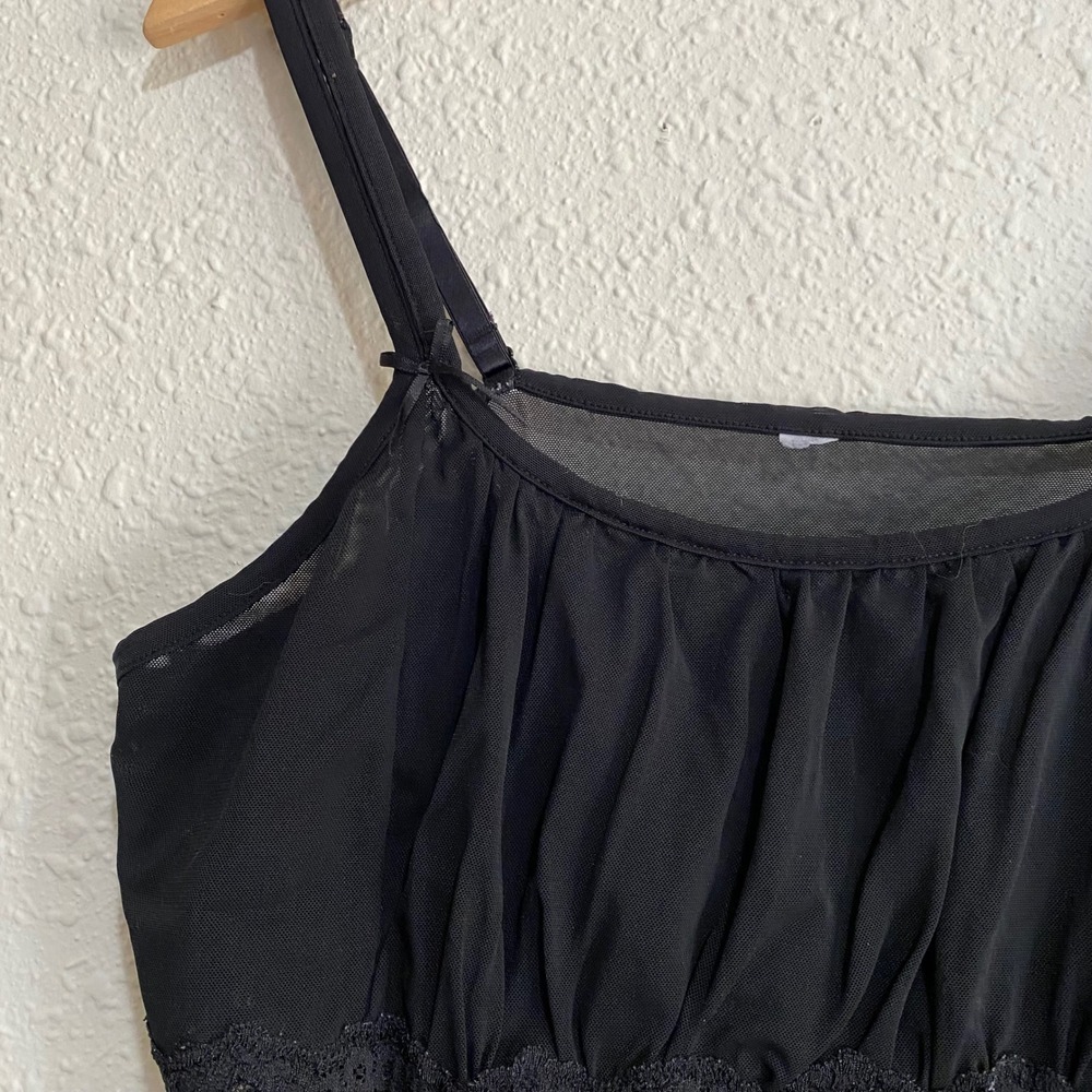 Vtg Y2K Witchy Sheer Black Lace Floral Babydoll Camisole Top Women Lingerie L - Picture 3 of 6